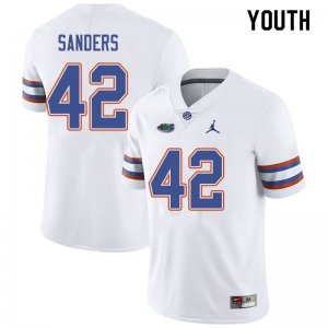 Youth Florida Gators #42 Umstead Sanders NCAA Jordan Brand White Authentic Stitched College Football Jersey SVN7462DD